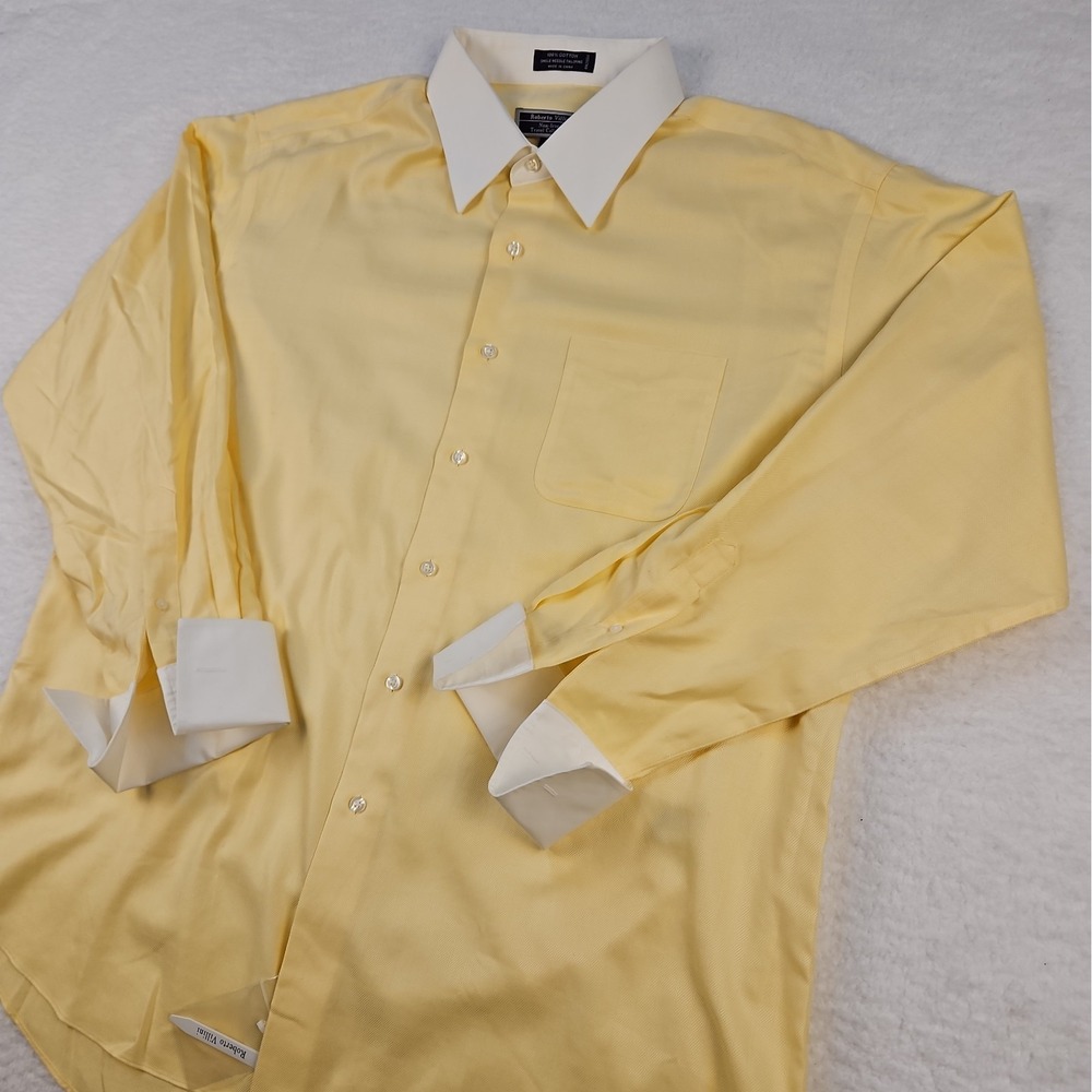 NWT Roberto Villini No Iron Travel Collection Dress Shirt Mens 17.5 34-35 Yellow